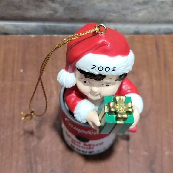 Campbells Soup Jack in a Box Kid Santa Soup Can Christmas Ornament 2002 - Picture 4 of 11